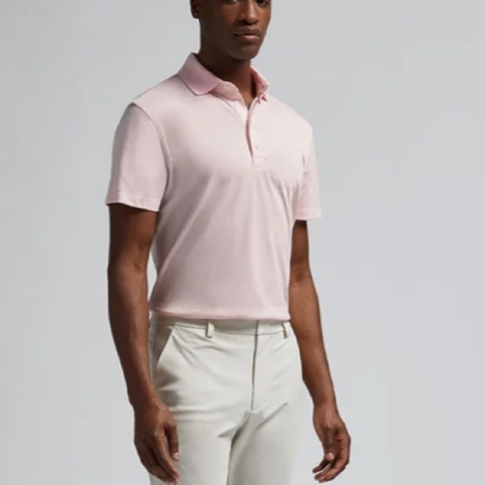 G/FORE Men’s Technical Cotton Blend Polo Shirt Blush Large